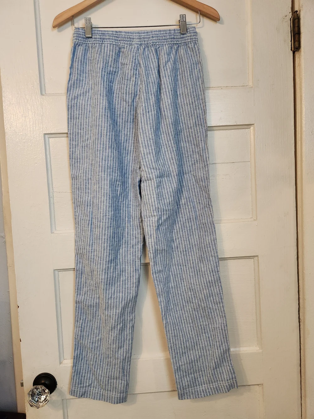 NWT ZARA Pants, Linen Blend Blue & White Striped, Lightweight Summer Sz XS